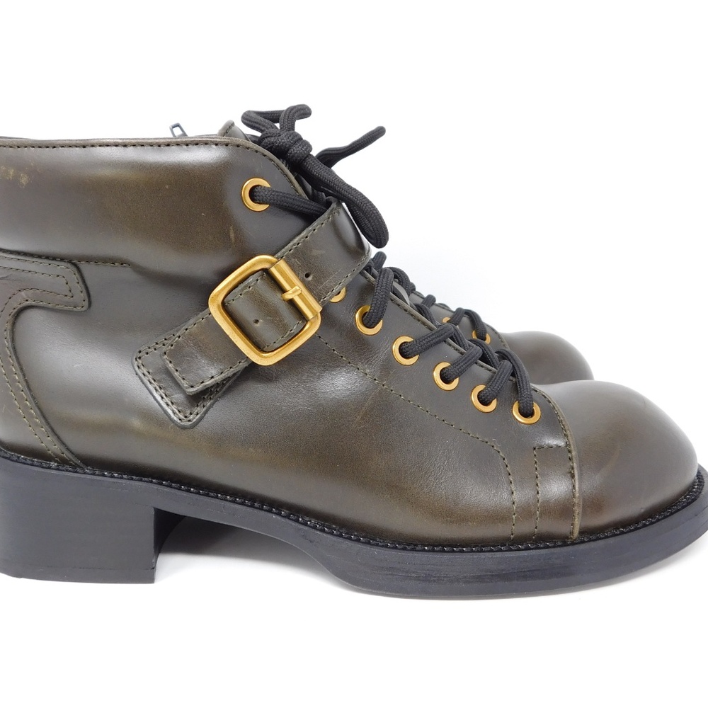 Jeffrey Campbell Women's Boots Announce Zip Lace Up Ankle Booties Olive Size 8.5
